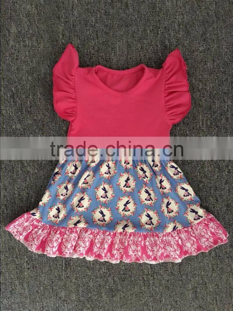 2017 Easter dress hot sale rabbit printed fashion children girl dress