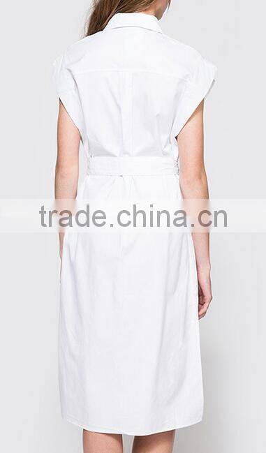 Runwaylover EY2185D Europe Style 2017 Women Cap Sleeve Casual Dress With Button Front