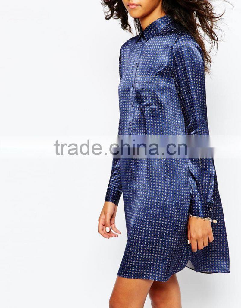Relaxed fit point collar point collar print pajama fashion lady pajama