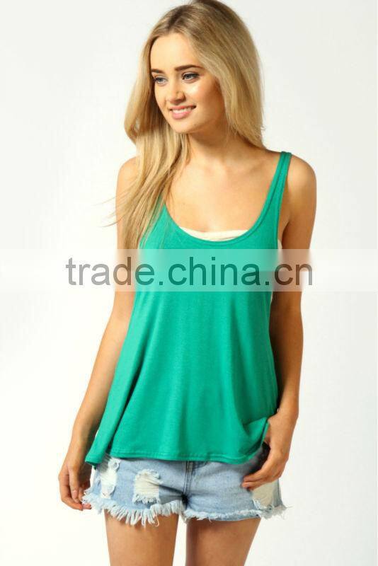 2013 Latest Design Cowl Back Drop Arm Sleeveless Girls Vest