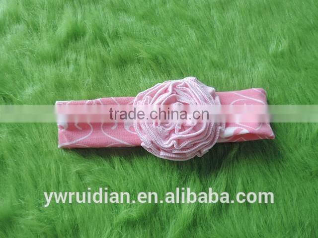 2016 wholesale craft kids girl lace flower headband Baby Girl Top Knot Turban Hedband Children Pink Stripe Hairband