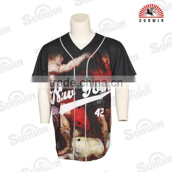 100% polyester blank custom baseball jersey