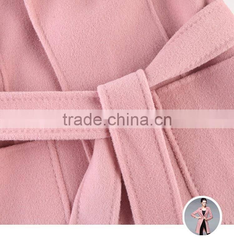 girls Korean Wool double fleece thin fabric midi long luxury coat manufacturer