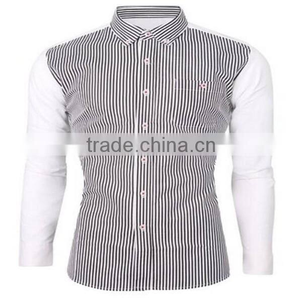 2016 new wholesale Stylish Vertical Stripes Long Sleeve Button Down custom mens casual dress shirts