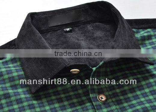 Men's slim fit flannel splicing winter shirt