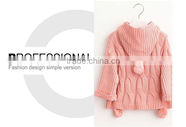 alibaba new products knitted sweater design for baby girls with hoodie