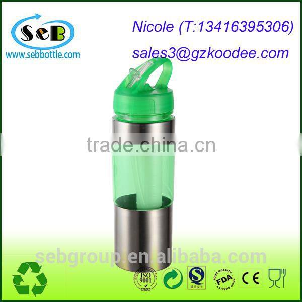 Various Size Plastic Water Bottle Fruit Infuser with Straw, BPA Free