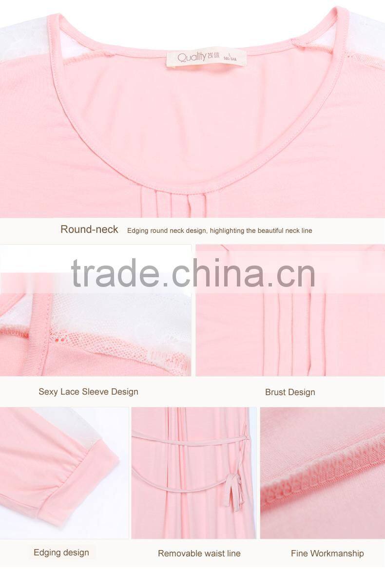 Qianxiu Low MOQ Nightgown Lace Sexy Lounge Wear