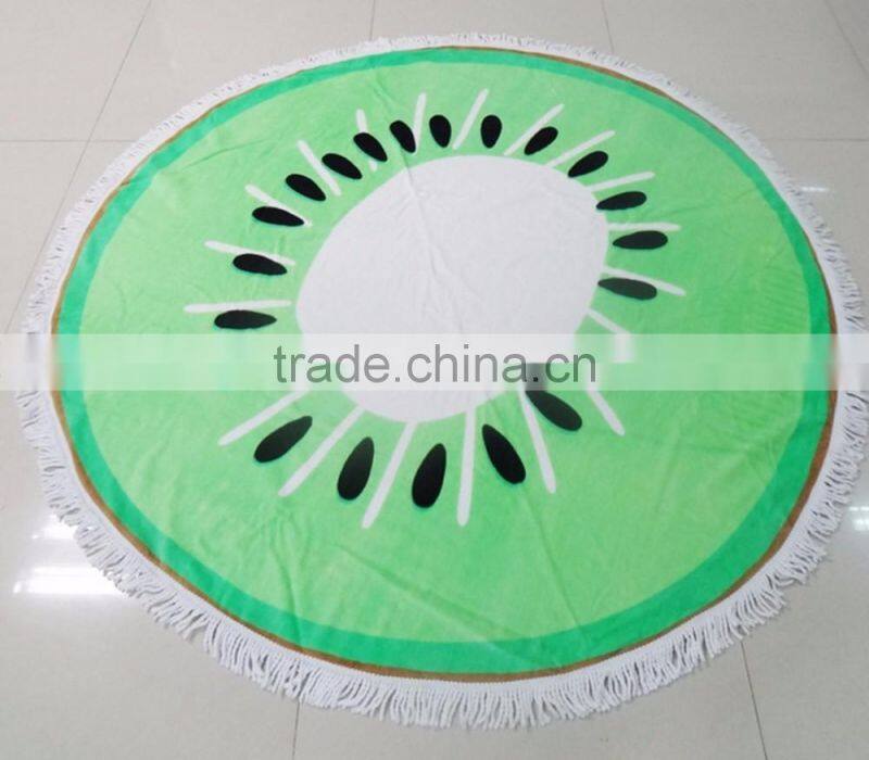 Custom design velour organic beach print towel round with tassels luxury style high quality best price