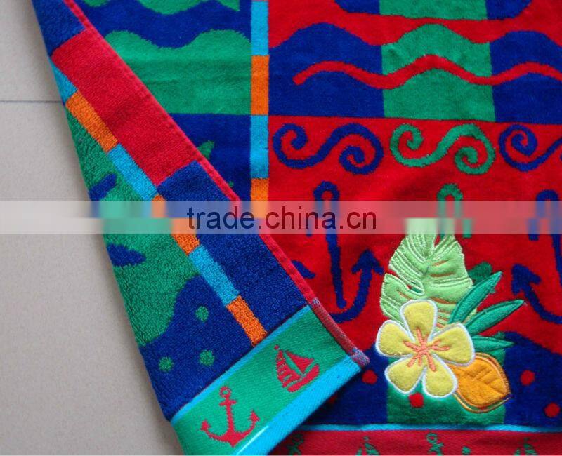 100%cotton high quality famous brand jacquard beach towel