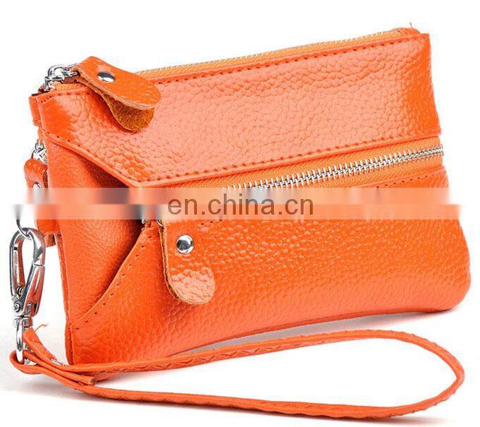 Hot selling multi-function pu leather card keychain holder purse wallet