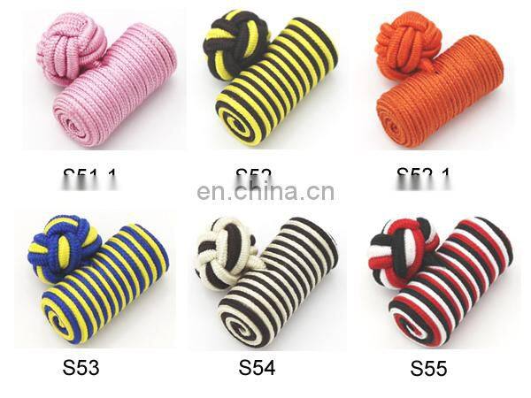 New fashion Cylinder shape silk knot cufflinks color can be mixed handmade