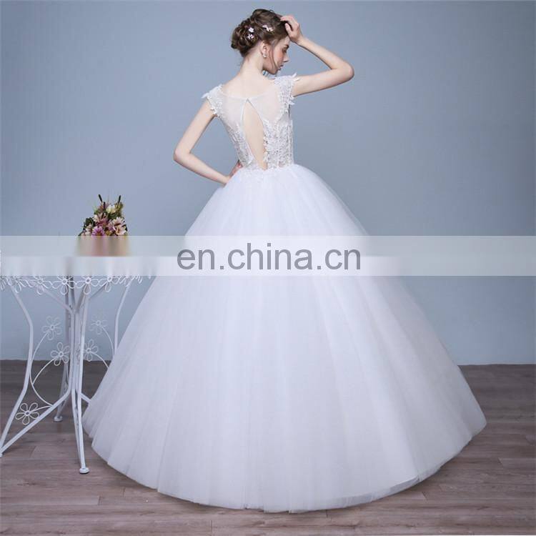 HS1604 Vintage Lace Applique Sheer Wedding Dresses 2017 Elegant Court Train Ruched Tulle Plus Size Bridal Gowns Custom Made