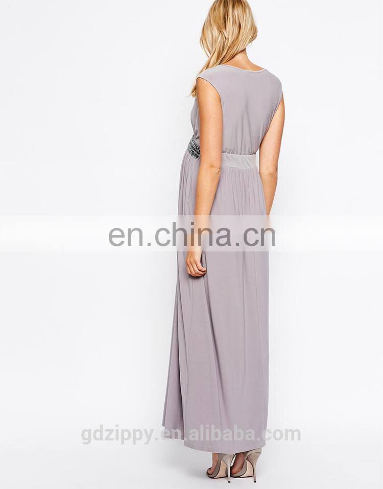 With belt woman dress maternity long dress