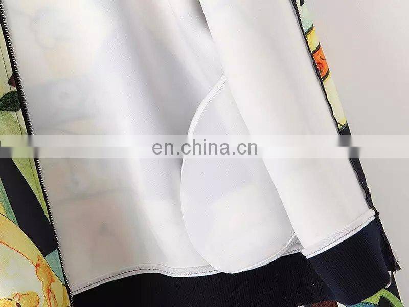 2015 Fashion women jacket Europe America sportwear space cotton long sleeve printed graffiti zipper dress Women's blouses