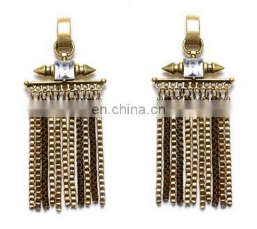 Punk Fashion Rivet Vintage Enthic Bohemia Metal Chain Drop Dangle Tassel Earrings Antique Gold Silver Statement Jewelry
