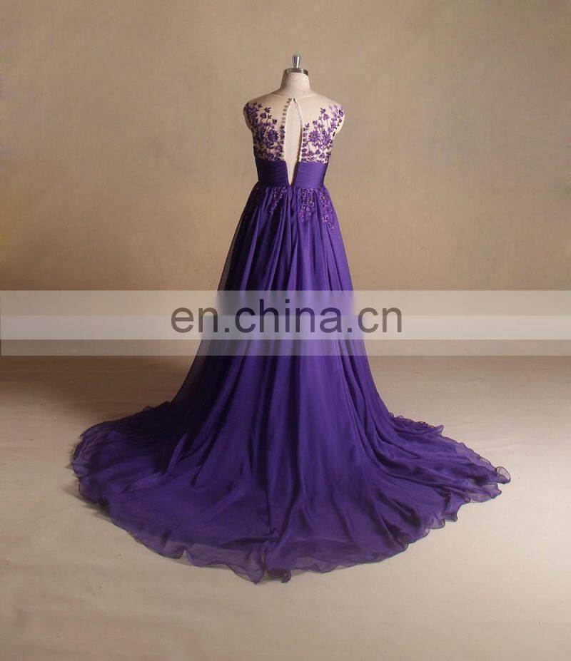 Beaded Trim For Chiffon Purple Wedding Dress