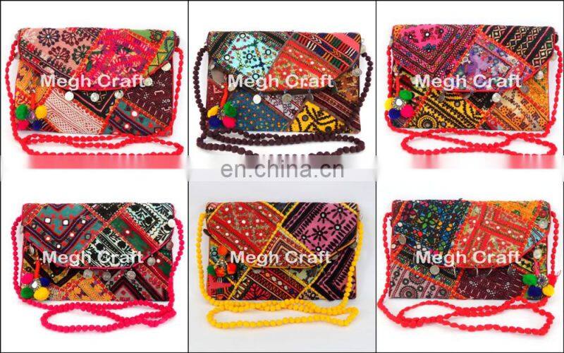 Handmade Ethnic Vintage Banjara Clutch - Kutch Patchwork Cotton Clutch- Tribal Vintage Patchwork Cotton wallet