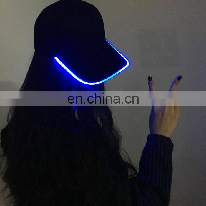 2017 new cool design 100% cotton cool led oem flashing Baseball hats caps