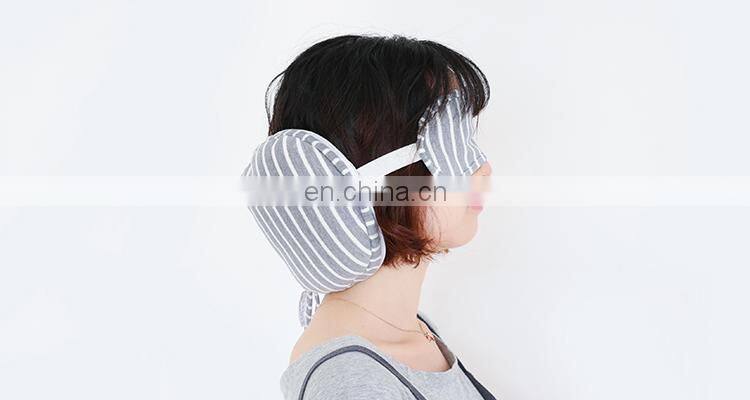 2018 Original design stripe pattern sleeping eyeshade set bed travel kit eye mask neck pillow