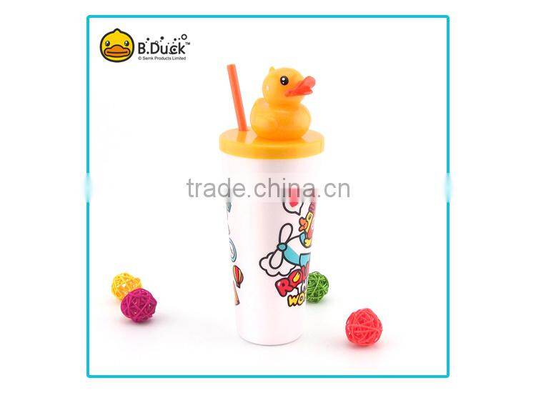 B.Duck novelty plastic pp material big straw bottle for promotional gifts