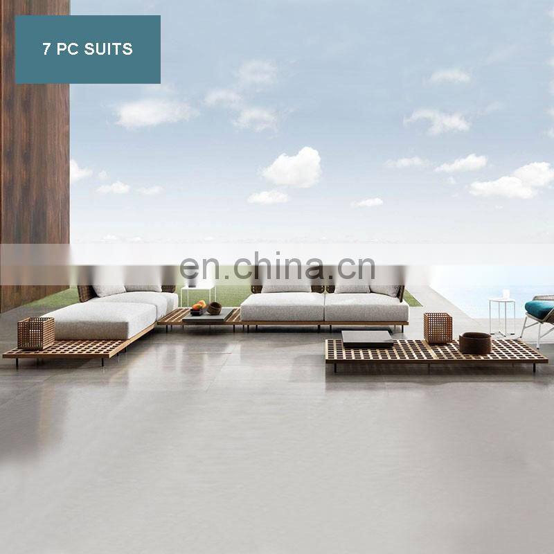 Hand-made Patio Outdoor Rattan Furniture Rope Weaving Sofa Set for Garden Furniture Outdoor