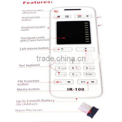 IR-100-RF 2.4G Mini Key Wireless Keyboard With Touchpad Mouse