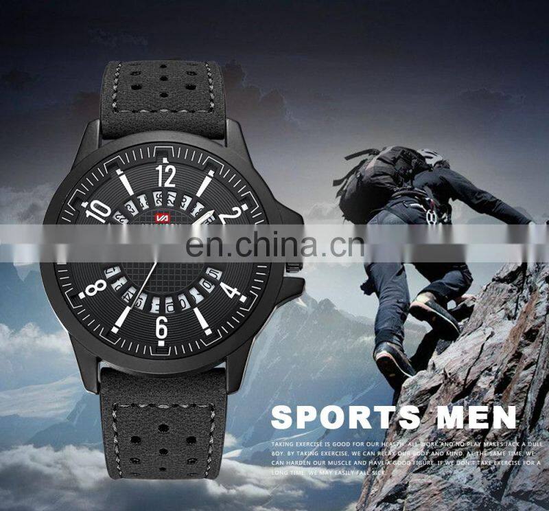 VaVa Voom VA-206 Casual Mens Quartz Watches Calendar Waterproof Fashion Leather Man Watch Wrist
