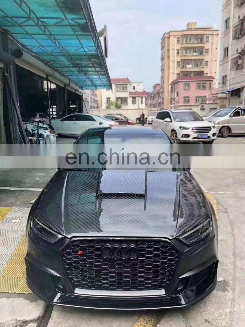 Runde Car Modification Top Ranking Quality Carbon Fiber Material Engine Bonnet Hood For New Audi A3 S3 RS3 Karbel Style Hood