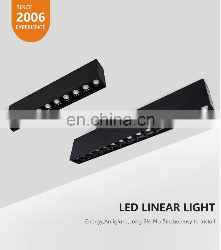 Black Aluminum Anti Glare Office Workplace Lighting System Surface Mounted 10W 20W 30W Led Linear Downlight