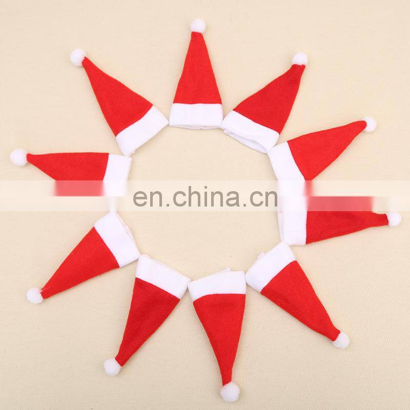 Mini Christmas Hat Tableware Knife Fork Set Holder Pocket Bag Merry Christmas Party Dinner Wine Bottle Xmas Hat Decoration