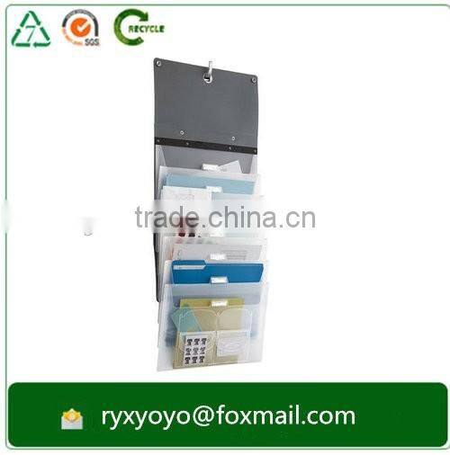 2016 foldable pp plastic multiple pockets hanging file folder with velcro