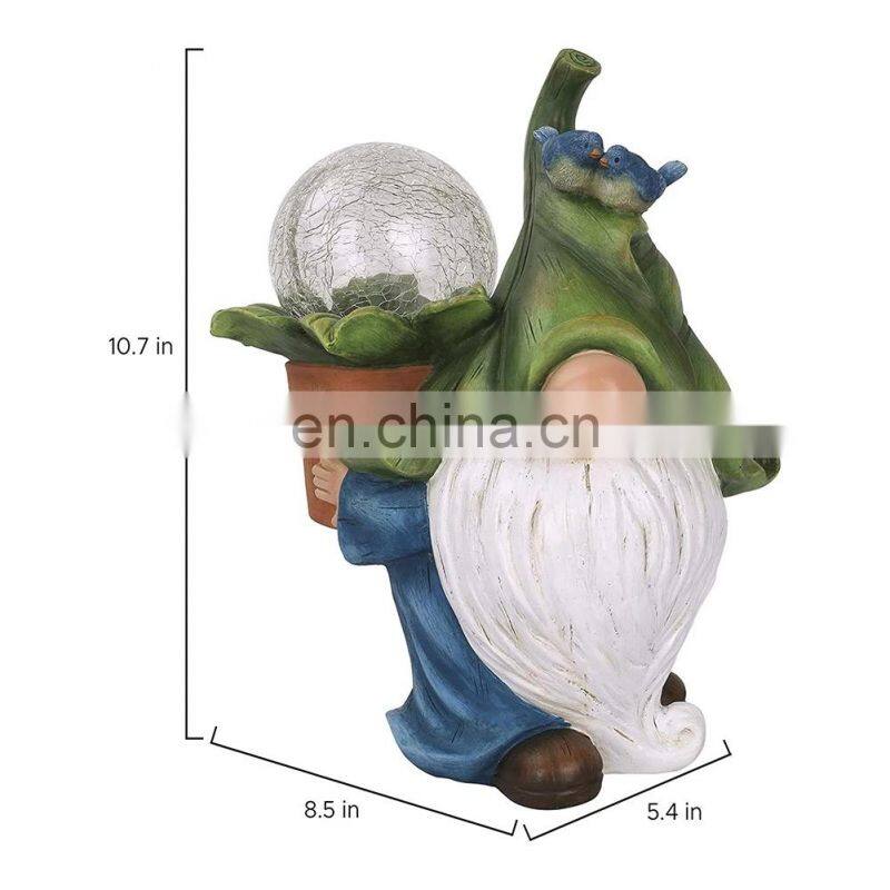 Garden Figurine Dwarf Statue Solar Powered Light Gnome Ornament Resin Waterproof Figurine Outdoor Yard Lawn Decoration