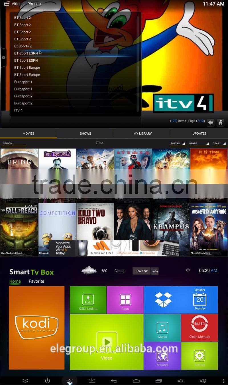 Android 5.1 S905 Quad core CPU Penta Core GPU 2GB DDR3 RAM 16GB EMMC ROM Q BOX Android tv box