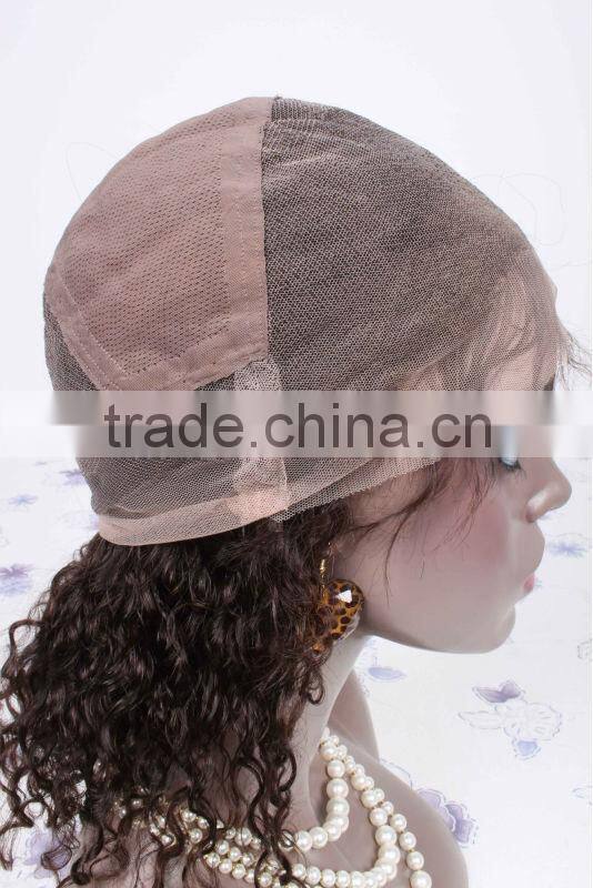 Wholesale 100% virgin human hair full lace wig in black and curly