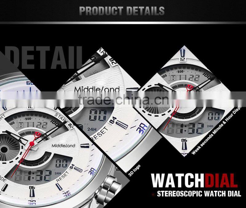 2015 new genuine soft leather watchband MIDDLELAND brand famous original Japan Miyota 2035 quartz movement 1 year guarantee