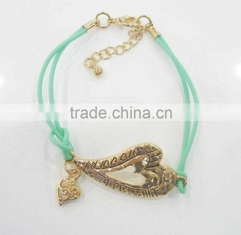 FASHION 2 ROWS HEART CHARM BRACELET