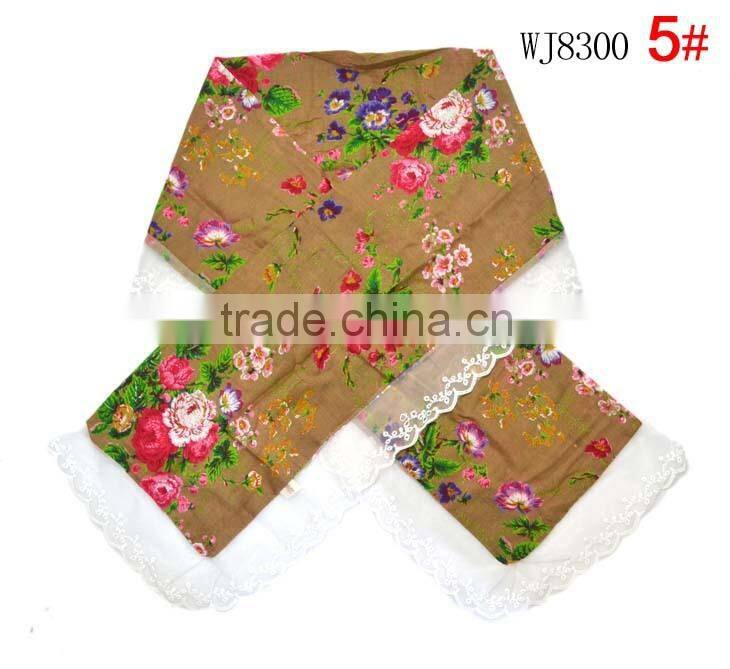 Autumn Winter Newest Beautiful Flower Printed Kids Girls Lace Scarf