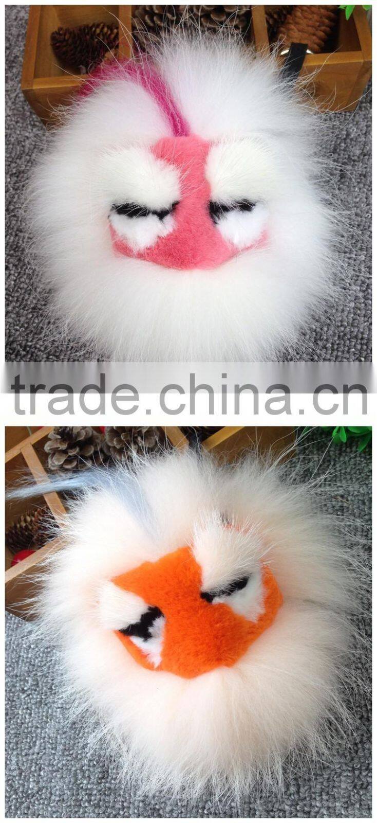 New Arrival Bag Phone Carkey Ornaments Monster Style Real Racoon Fur Leather Key Rings