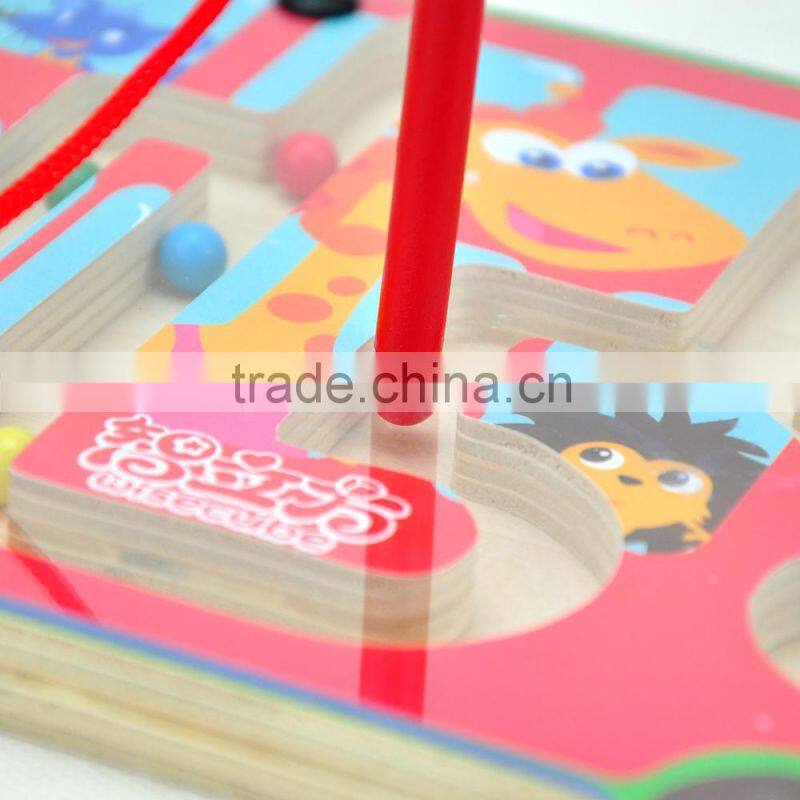 top selling kids red bus shape animal design games board metal beads educational toys magnetic building game