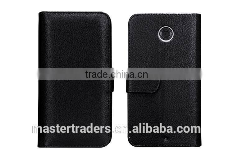 Cheap Multi Function Litchi Grain Stand Wallet PU Leather Case With Card Slot And PC Back Cover For Google 6 MT-3690