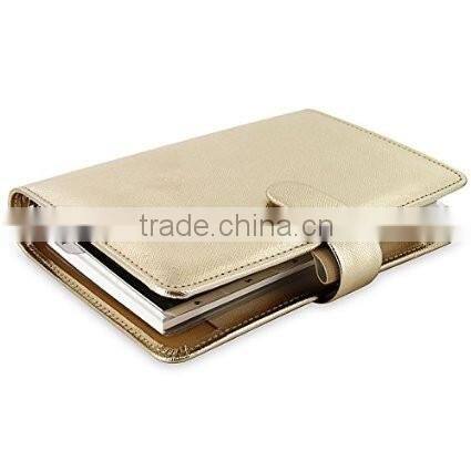 gold pu leather personal size organizer agenda with jot pad notebook