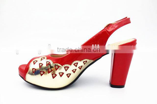 latest mix color high class middle heel slingback Sandals with net