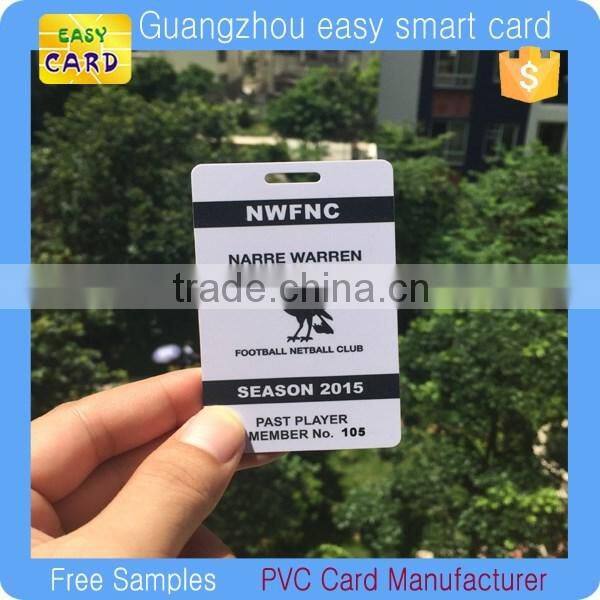 Customized Printing and size key ring plastic card with punch hole