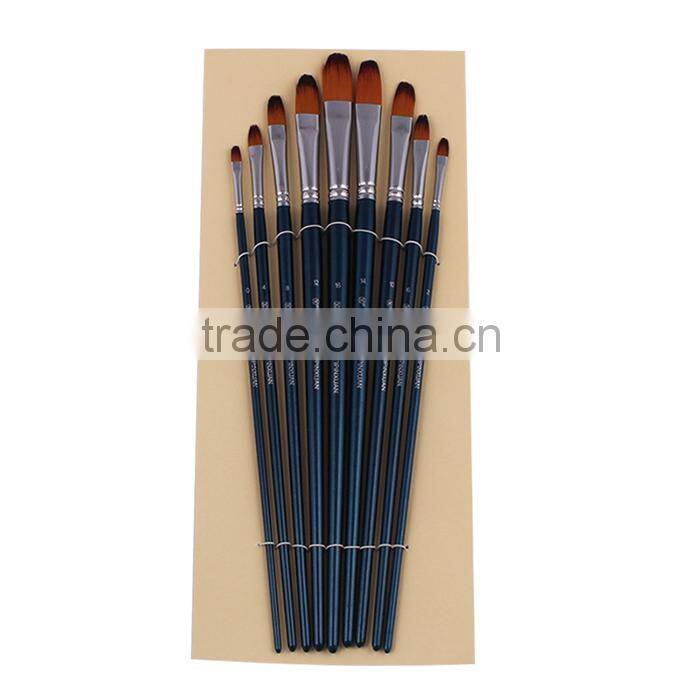 High Grade Wood Handle Filbert Bristle Artist Paint Brush Set Handle