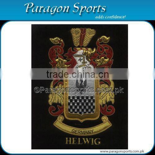 Bullion Wire & Silk Thread Hand Embroidered Family Crest Teeter Badge Emblem