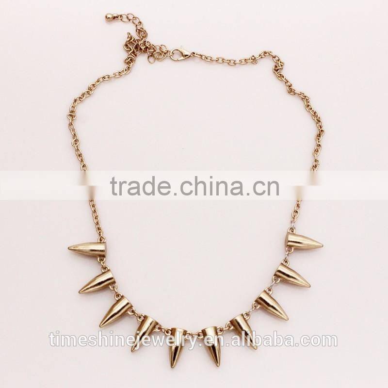 Fashion Jewelry Punk Spikes Gold Alloy Choker Necklace