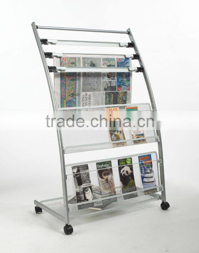 metal newspaper rack with wheels