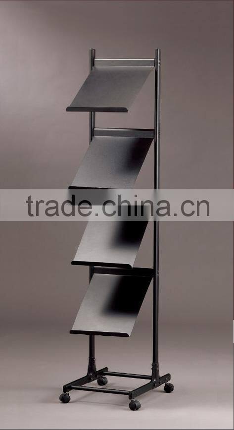 4 tier black magazines and newspapers stand