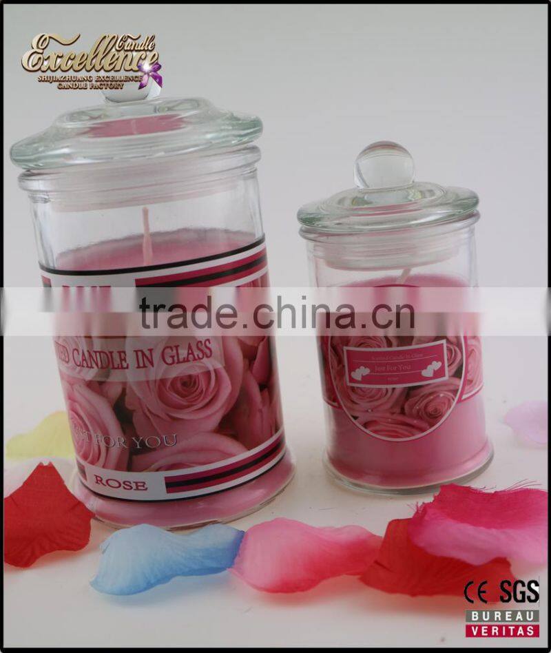2016 amazing home decoration glass jar scented candles with lid